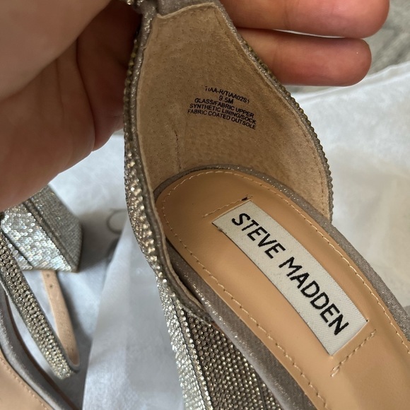 Nwot Steve Madden Tiaa Open Square Toe Sparkly Heel Women’s Size 9.5 - Picture 7 of 10